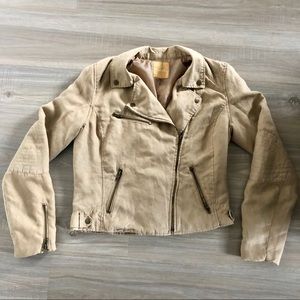 Takara Faux Suede Asymmetrical Zip Moto Jacket
